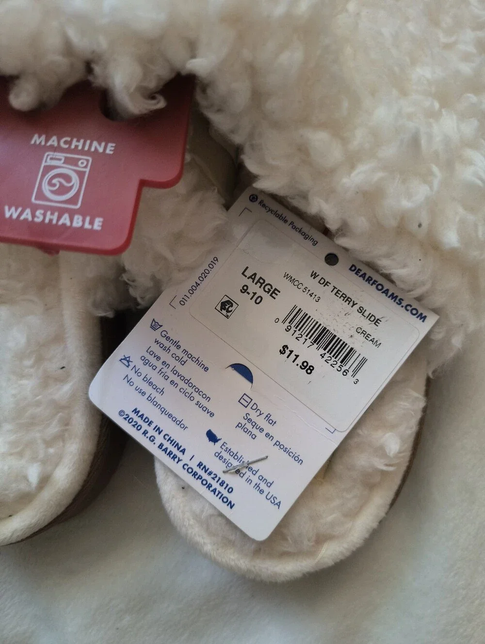 NWT White Dearfoams Memory Foam Slipper || Women's L (9-10) - Picture 3 of 3